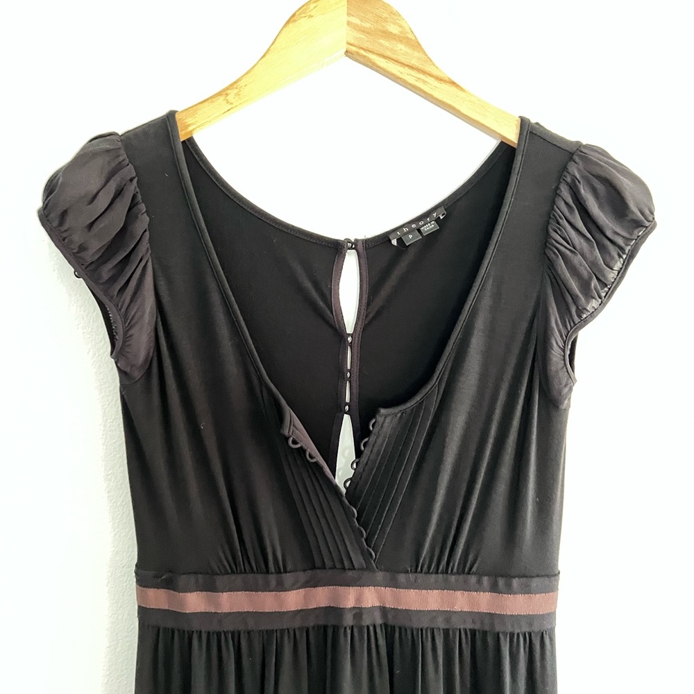 Theory Jersey Knit black MIDI Dress. Size P. Cap Sleeves. - Picture 3 of 6